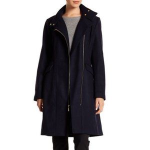 Mock Neck Zip Long Coat